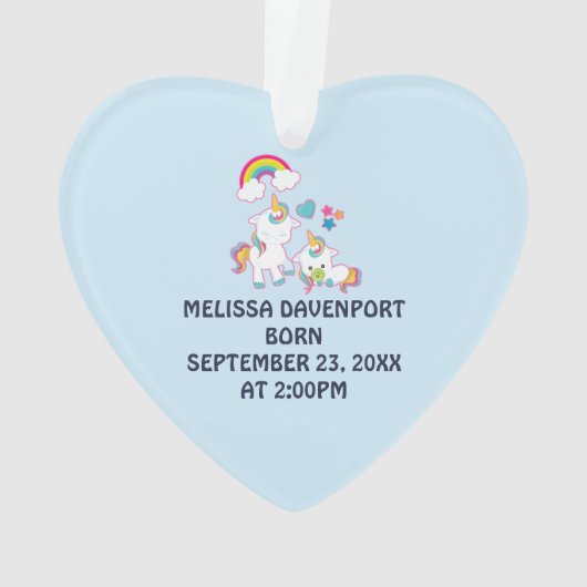 かわいい母と子のユニコーンの魔法のテーマ オーナメント (裏面)
