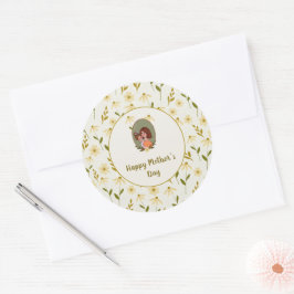 かわいい母と子イラストレーション母の日 ラウンドシール