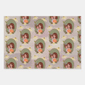 かわいい母と子イラストレーション母の日 ラッピングペーパーシート (正面3)