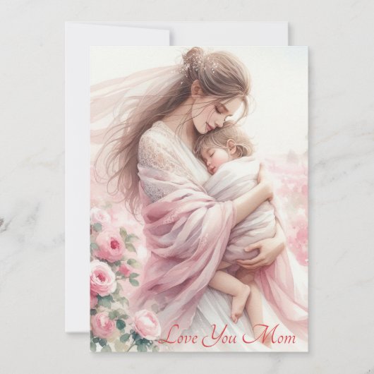 かわいい母のハグピンクローゼマザーズデイウォーター色 シーズンカード (正面)