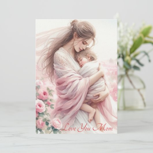 かわいい母のハグピンクローゼマザーズデイウォーター色 シーズンカード (スタンド正面)