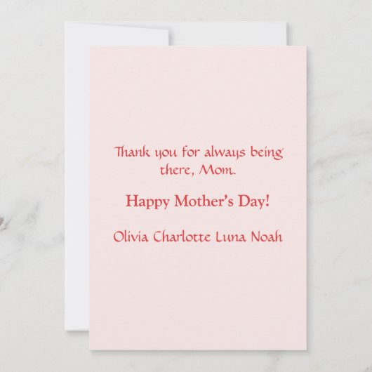 かわいい母のハグピンクローゼマザーズデイウォーター色 シーズンカード (裏面)