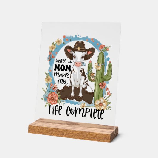 かわいい母の人生の完全な牛 アクリルサイン (傾斜)