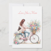 かわいい母の子バイク水の色の母の日 シーズンカード (正面)
