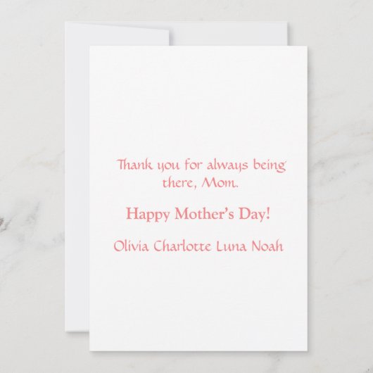 かわいい母の子バイク水の色の母の日 シーズンカード (裏面)