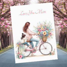 かわいい母の子バイク水の色の母の日 シーズンカード