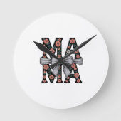 かわいい母の日のギフト – ヴィンテージフローラマママボウ ラウンド壁時計 (正面)