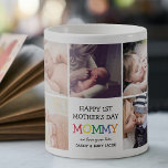 かわいい母の日のママ|フォトコラージュ コーヒーマグカップ<br><div class="desc">この可愛い写真コラージュのコーヒーマグで独自の特別な最初のマザーズの日の贈り物を作成する。9の正方形の写真と文字「Happy 1st Mother's Day」を取り上げ、明るいカラフルの文字でMOMMYという言葉を表現し、私たちはたくさんのメッセージや名前を愛している。</div>