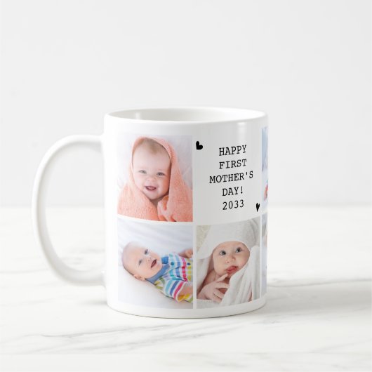 かわいい母の日の写真パーソナライズされたコラージュ コーヒーマグカップ (左)
