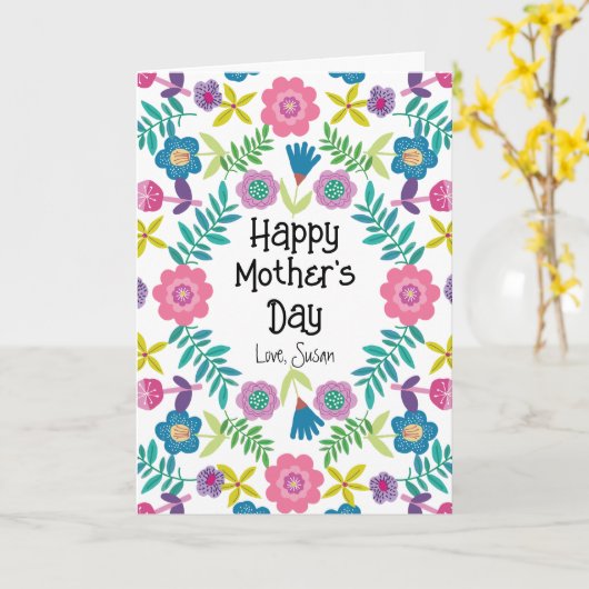 かわいい母の日の花柄 カード (黄色い花)