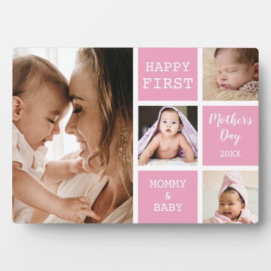 かわいい母の日ピンク4フォトコラージュ フォトプラーク (正面)