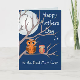 かわいい母の日フクロウの折りたたみグリーティングカード カード