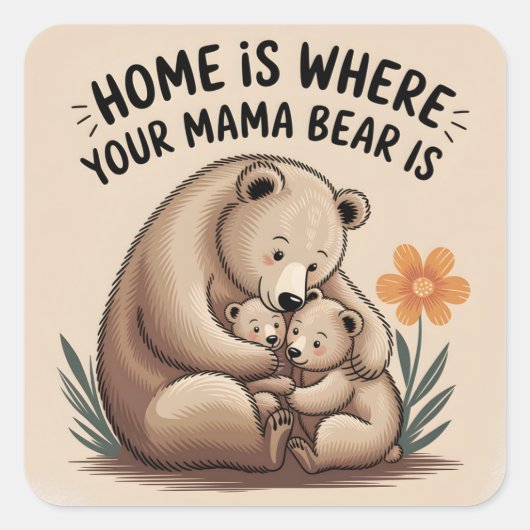 かわいい母の日マママベア スクエアシール (正面)