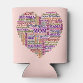 かわいい母の日ワードアートハートタイポグラフィ 缶クーラー (裏面)