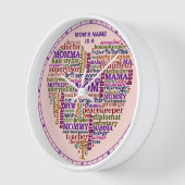 かわいい母の日ワードアートハート パーソナライズされた 壁時計 (傾斜)