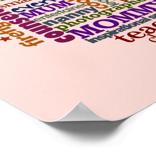 かわいい母の日ワードアートハート ポスター (角)