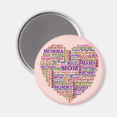 かわいい母の日ワードアートハート マグネット (正面/裏面)