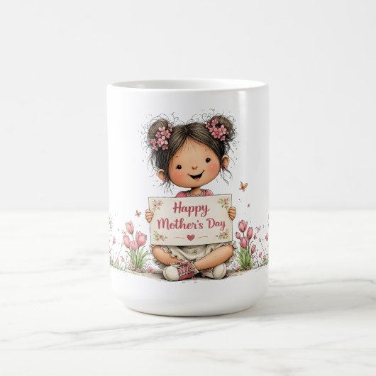 かわいい母の日子供のアートワークマグ コーヒーマグカップ (中央)
