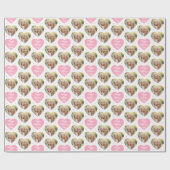 かわいい母の日6写真ママ愛するハートピンク ラッピングペーパー (フラット)