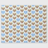 かわいい母の日6写真ママ愛するハートブルー ラッピングペーパー (フラット)