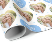 かわいい母の日6写真ママ愛するハートブルー ラッピングペーパー (ロールコーナー)