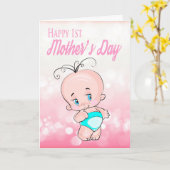 かわいい母の日、グリーティングカード付きベビー初日 カード (黄色い花)