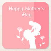 かわいい母の日 スクエアペーパーコースター (正面)