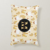 かわいい母アヒル&ベビーアクリングパターンモノグラム アクセントクッション (裏面(縦))