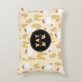 かわいい母アヒル&ベビーアクリングパターンモノグラム アクセントクッション (正面(垂直))