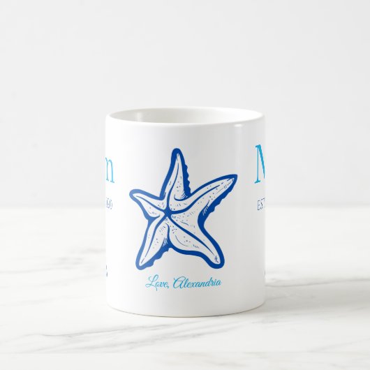 かわいい母ブルースターフィッシュビーチコーヒーマグ コーヒーマグカップ (中央)
