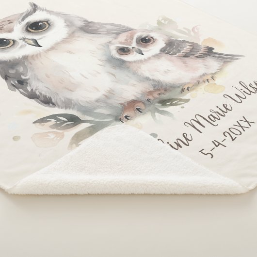 かわいい母ベビーフクロウ名誕生日 シェルパブランケット (3/4)