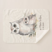 かわいい母ベビーフクロウ名誕生日 シェルパブランケット (正面(横))