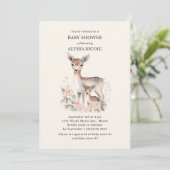 かわいい母ベビー鹿ベビーガールシャワー 招待状 (スタンド正面)