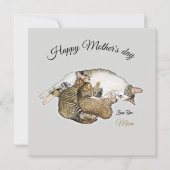 かわいい母猫と子猫のカスタムカード カード (正面)