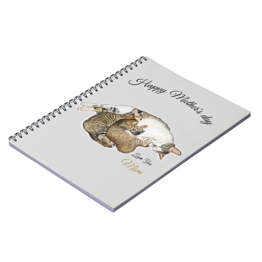 かわいい母猫と子猫のカスタム手帳 ノートブック (左側)