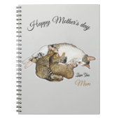 かわいい母猫と子猫のカスタム手帳 ノートブック (正面)