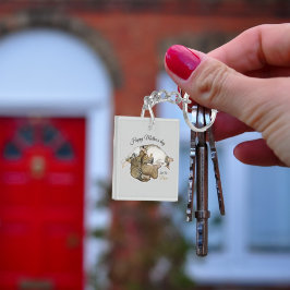 かわいい母猫と子猫のキーチカスタムェーン キーホルダー