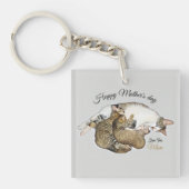 かわいい母猫と子猫のキーチカスタムェーン キーホルダー (正面)