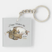 かわいい母猫と子猫のキーチカスタムェーン キーホルダー (裏面)