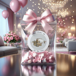 かわいい母猫と子猫カスタム丸ステッカー ラウンドシール