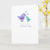 かわいい母鳥および子供のひよこの母の日カード カード (黄色い花)