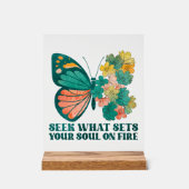 かわいい毎日のインスピレーション単語アートバタフライ アクリルサイン (正面)