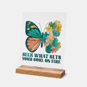 かわいい毎日のインスピレーション単語アートバタフライ アクリルサイン (傾斜)