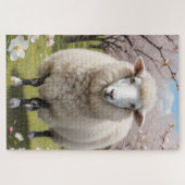 かわいい毛のふわふわした羊 ジグソーパズル (横)