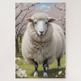 かわいい毛のふわふわした羊 ジグソーパズル