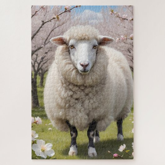 かわいい毛のふわふわした羊 ジグソーパズル (縦)
