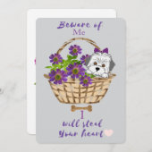 かわいい毛の子犬のバレンタインカード シーズンカード (正面/裏面)