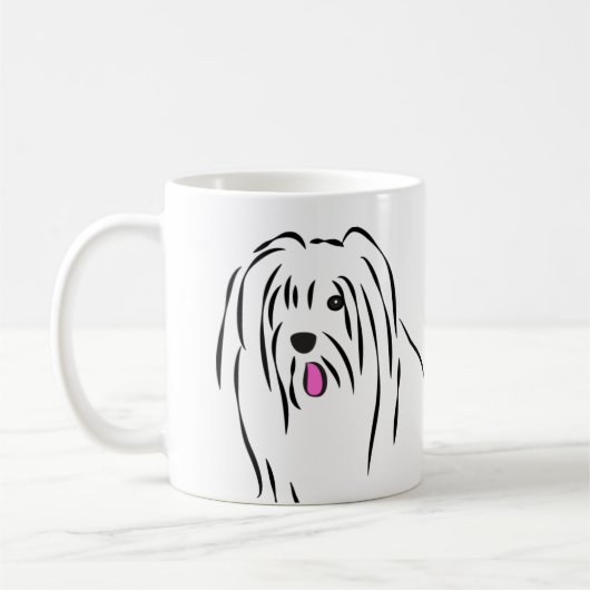 かわいい毛むくじゃらの犬ひげコリー コーヒーマグカップ (左)