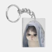 かわいい毛布つき猫 キーホルダー (正面左)