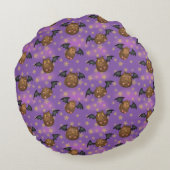 かわいい毛皮のこうもりベビーゴシックブラックラウンドクッション ラウンドクッション (裏面)